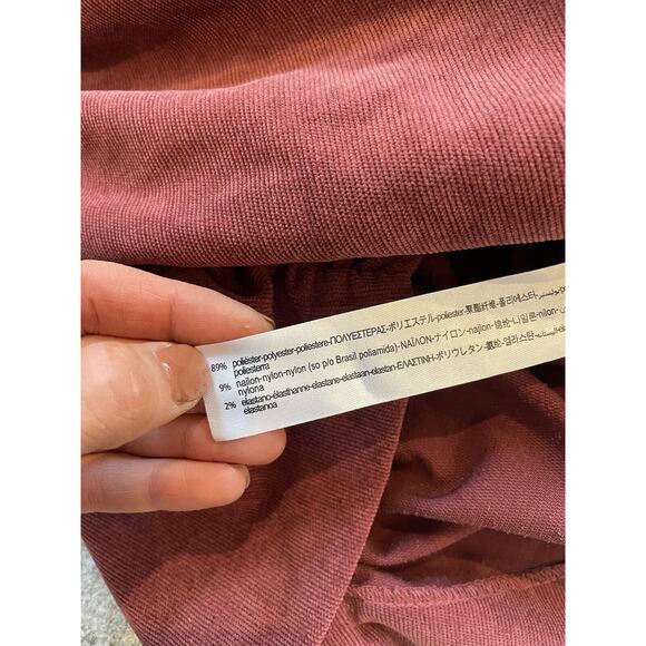 Zara Women Medium Dusty Pink Corduroy High Rise Ruched Draped Mini Skirt NWT - Picture 3 of 5